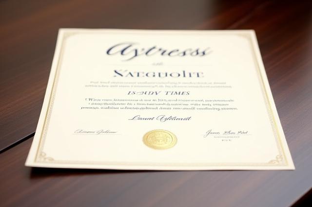 Elegant corporate award certificate with hand-lettering.
